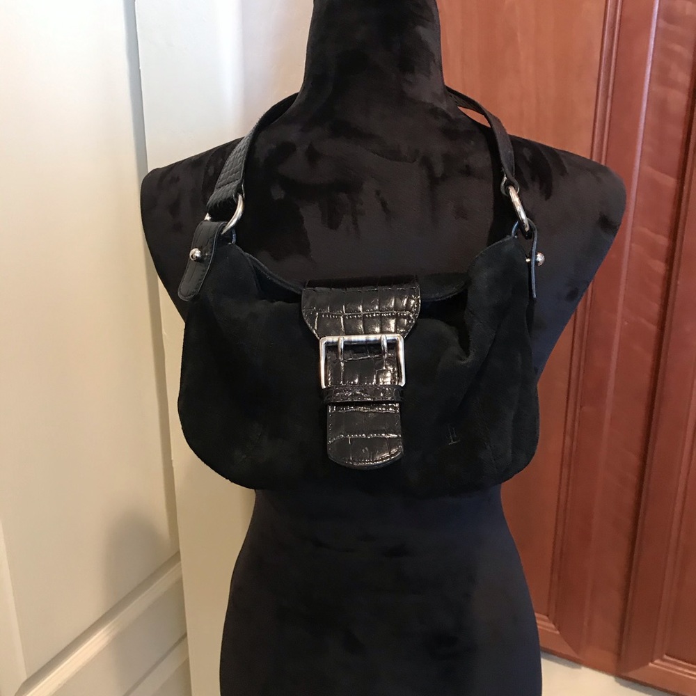 Vintage Ralph Lauren black suede mini hobo bag.